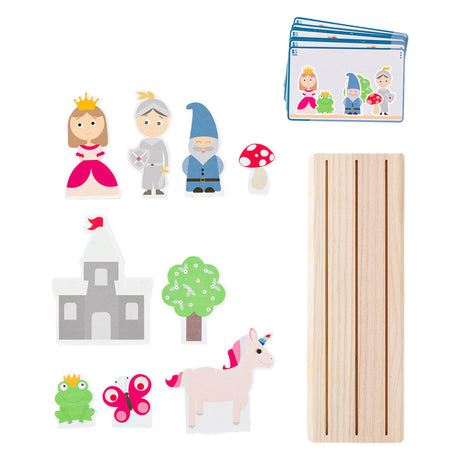 Bs toys sprookjes - luister en plaats - educatief houten kinderspeelgoed vanaf 4 jaar - sprookjes spel met 10 kaarten 9 houten speelstukken - luister-, observatie- en geheugenspel voor 1-2 spelers - verhalen vertellen rollenspel speelgoed