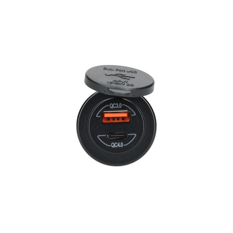 Power line usb lader inbouw met usb-a qc3.0 en usb-c qc4.0
