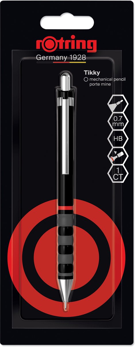 Rotring tikky vulpotlood | grafiet hb, 0,7 mm | zwarte huls | lichtgewicht met rubberen grip