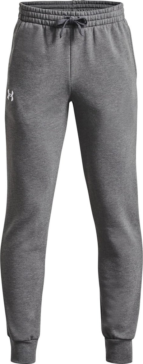 Under armour ua rival fleece joggers-gry jongens sportbroek - castlerock light heather - wit