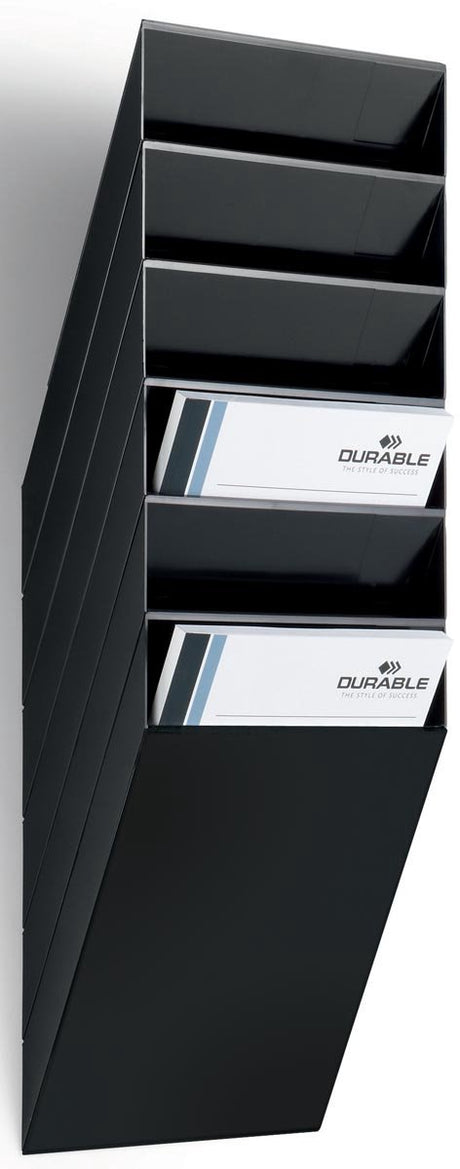 Durable flexiboxx folderhouder. muurbevestiging. 6 compartimenten. a4. zwart