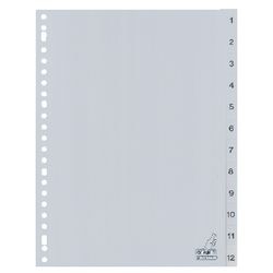 Tabbladen kangaro pp pvc g412cm a4 120 micron grijs 12-delig 23-gaats bedrukt