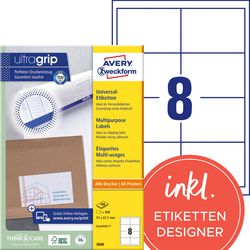 Avery multifunctionele etiketten zweckform quickpeel wit 800 stuks