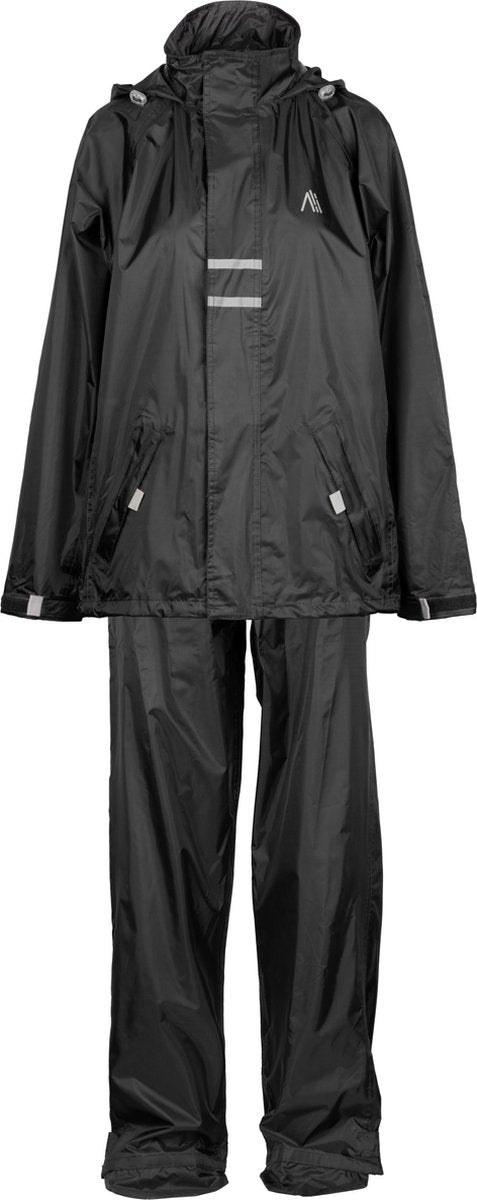 Ralka regenpak waterdicht ademend - junior - reflectie - zwart - 140