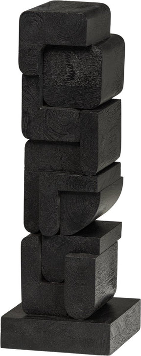 Woood isan sculptuur ornament - hout - zwart - 53x18x18