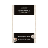 Lumineo realistische led kaars met wax pit en vlam effect ã˜7.5x9,5cm wit met 6uur timer werkt op batterij