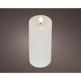 Lumineo realistische led kaars met wax pit en vlam effect ã˜7.5x20cm wit met 6uur timer werkt op batterij
