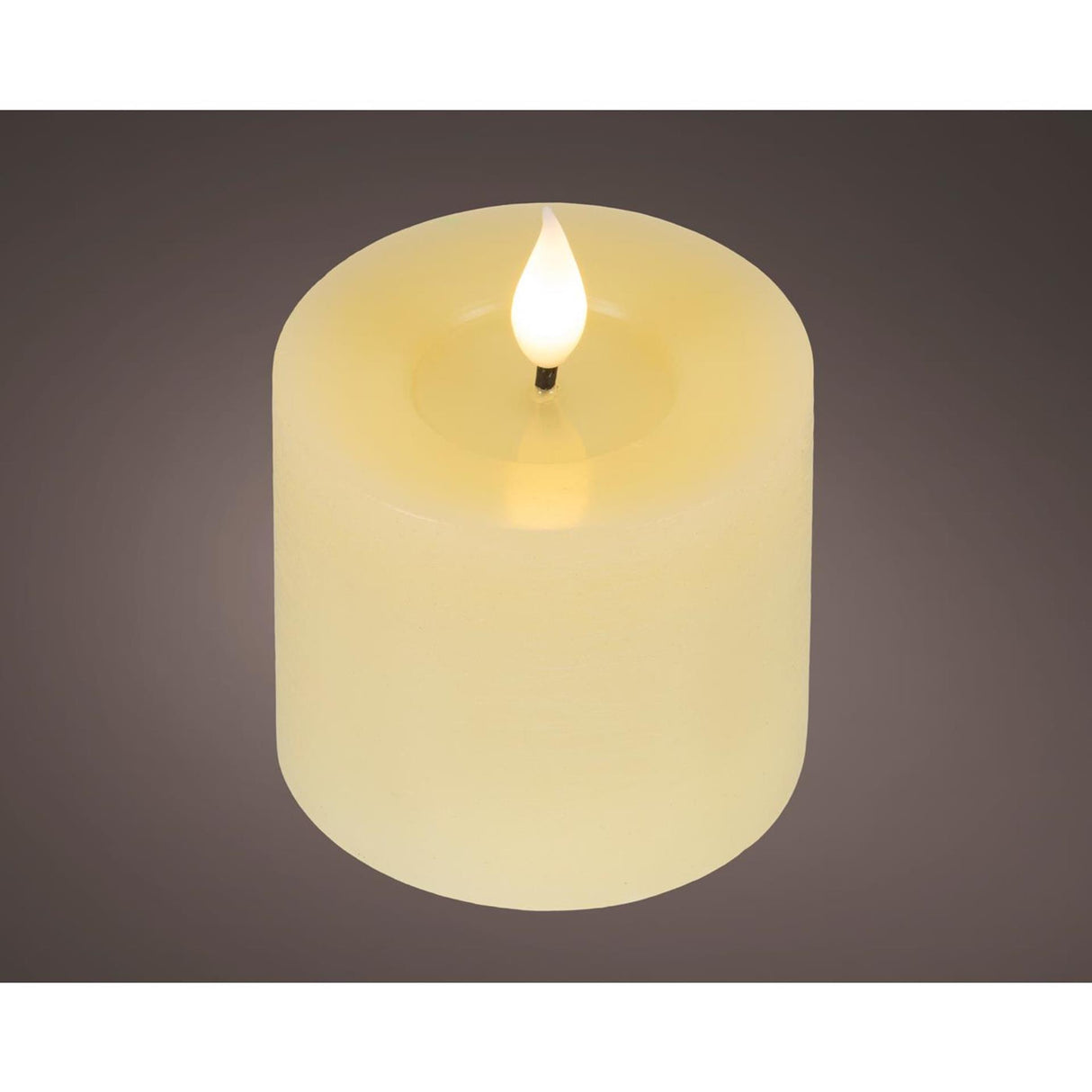 Lumineo realistische led kaars met wax pit en vlam effect ã˜7.5x9,5cm crã©me met 6uur timer werkt op batterij