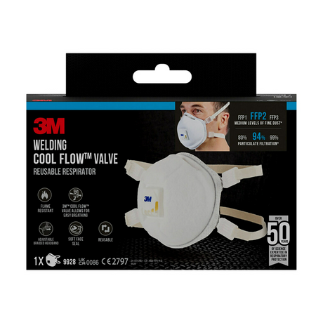3m 1062060 - lasrook masker 9928c1n, ffp2, met ventiel, 1 pk | 2 stuks