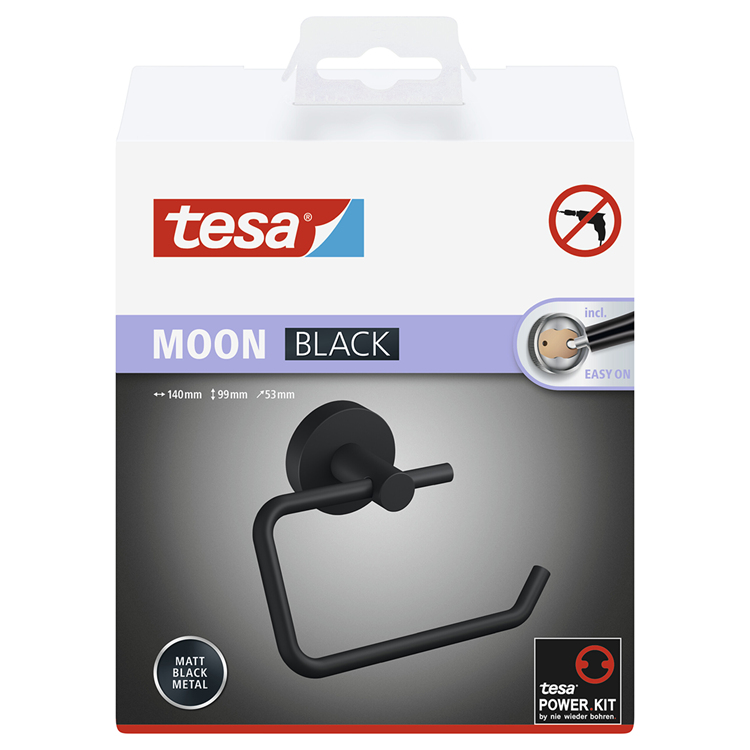 Tesa beiersdorf ag moon - toiletrolhouder - zwart - mat - metaal