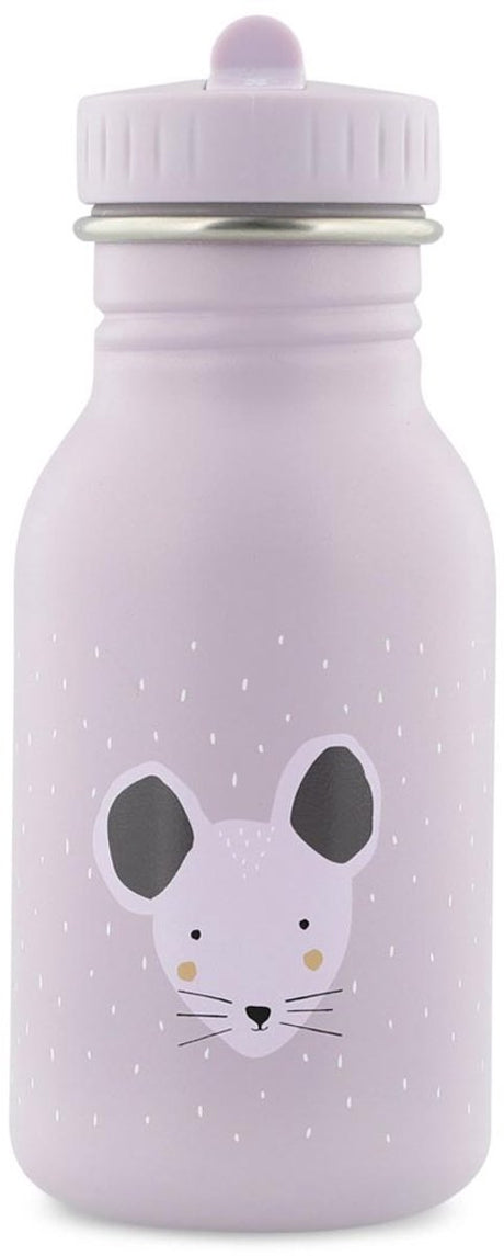 Trixie drinkfles - mrs. mouse - rvs waterfles voor kinderen - 350ml - lekvrije fles - violet