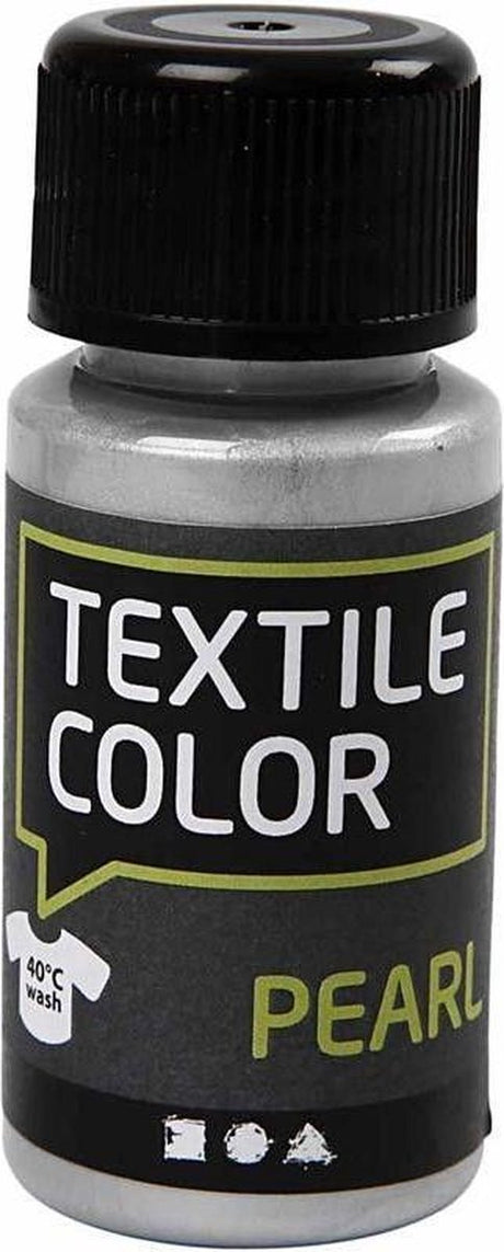 Creativ company textielverf - dekkend - zilver - parelmoer - creotime - 50 ml