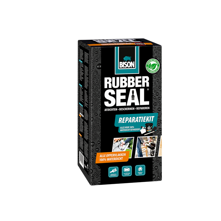 Bison rubber seal reparatiekit - reparatieset met coating op rubberbasis voor het afdichten, dakgoot repareren, waterdicht maken, beschermen en repareren, binnen en buiten, 750ml pot