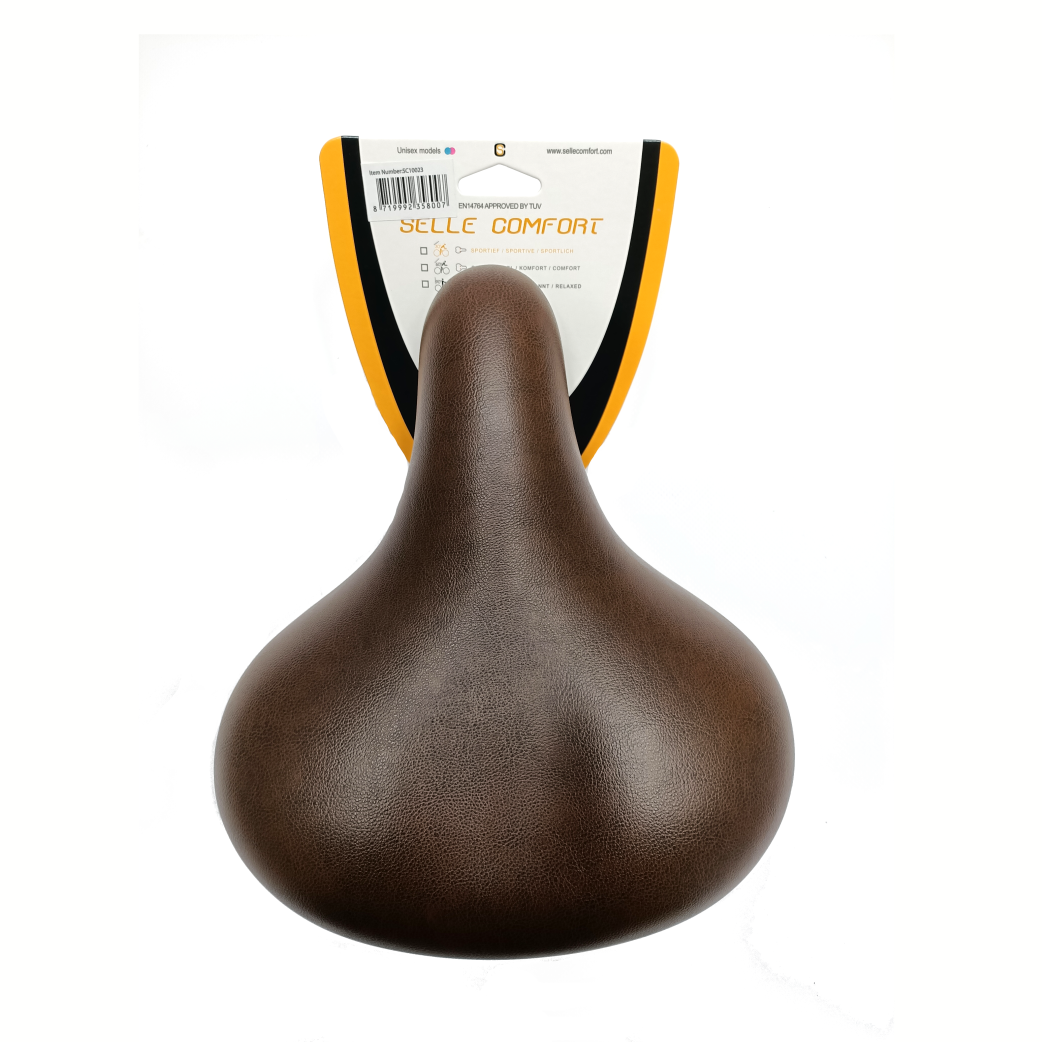 Selle Comfort Comfort Saddle Retro Basic, Brown con suspensión de elastómero. No sin ninguno