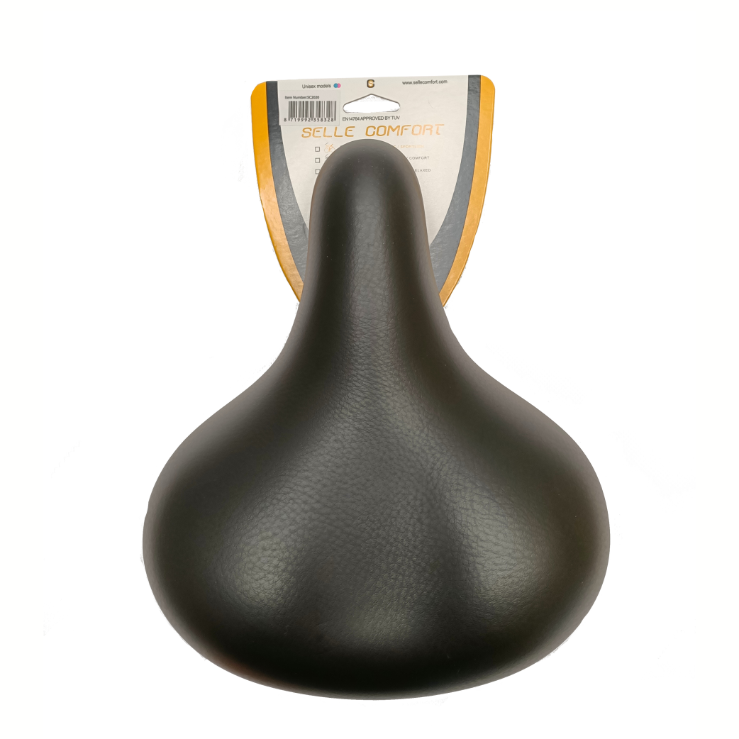 Selle comfort zadel classic retro basic, zwart met elastomeer vering. zonder strop