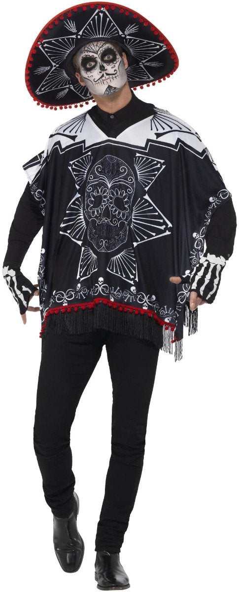Smiffys - day of the dead bandit kostuum - zwart wit
