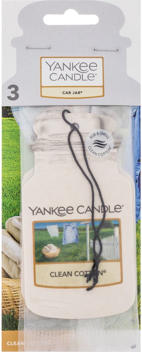 Yankee candle autoparfum car jar 3 stuks clean cotton