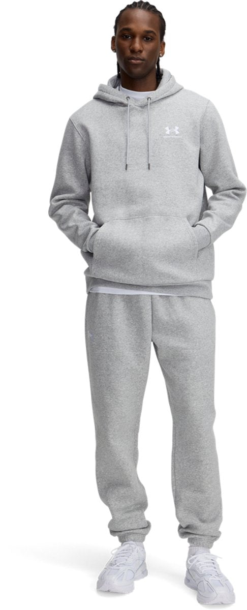 Under armour ua icon fleece jogger-gry heren sportbroek - mod grijs light heather - wit