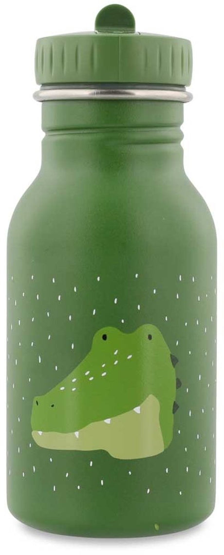Trixie drinkfles - mr. alligator - rvs waterfles voor kinderen - 350ml - lekvrije fles - groen - krokodil