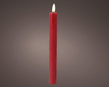 Lumineo dinerkaarsset led vlam 24cm rood 2-dlg