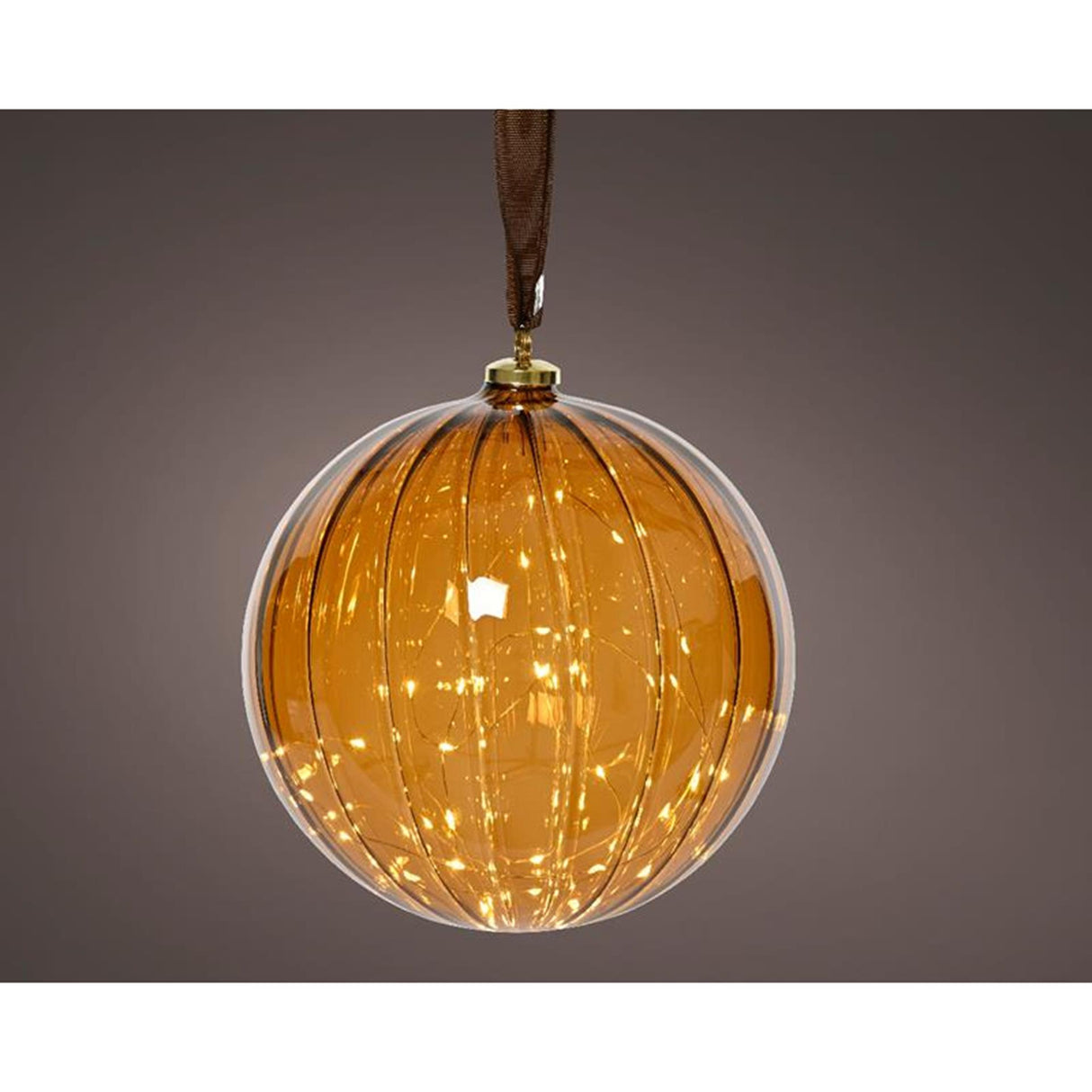 Lumineo bal micro led 30 lamps op batterij met timer amber glas dia14cm