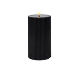 Lumineo kaars led ribbel vlam 15cm zwart