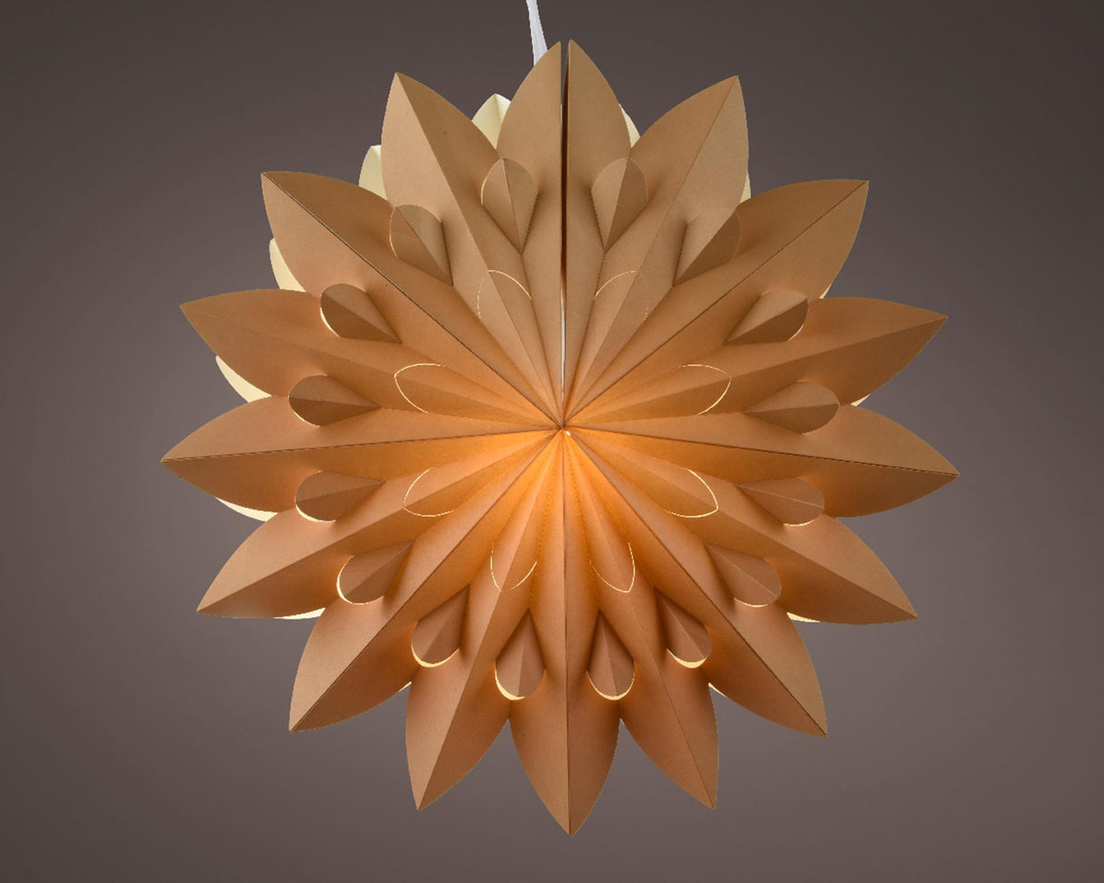 Lumineo kerstster met ledverlichting met timer op batterij fsc karton dia40cm amber