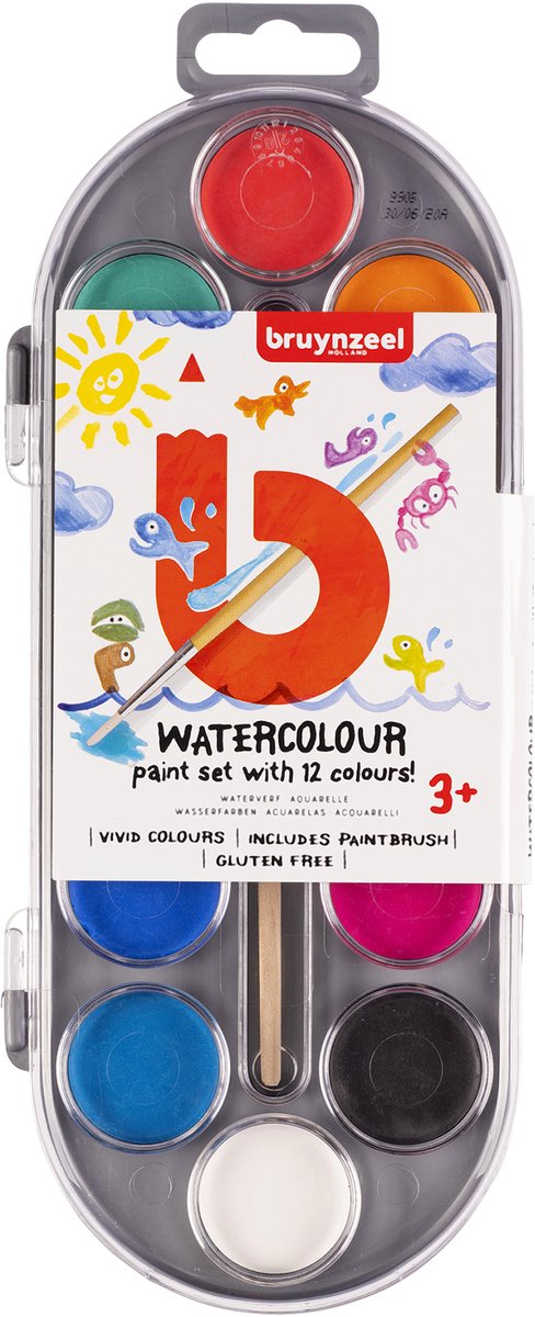 Bruynzeel waterverfset kids penseel 12 napjes ass | 6 stuks