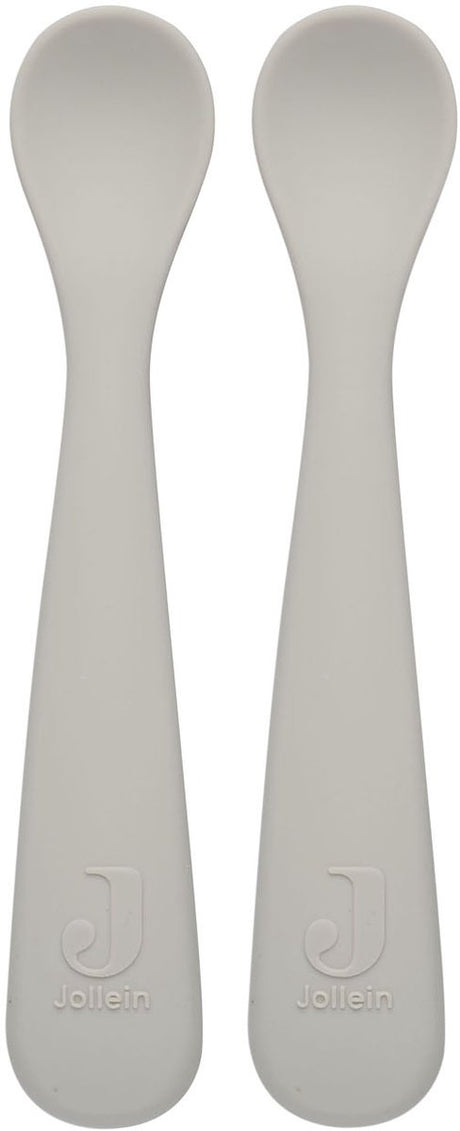 Jollein - lepeltje (nougat) - siliconen - baby lepel, baby servies - 2 stuks - 6-18 maanden