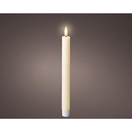 Lumineo led dinerkaarsset vlameffect wax crã¨me 2-delig ø2,2xh24,5cm warm wit