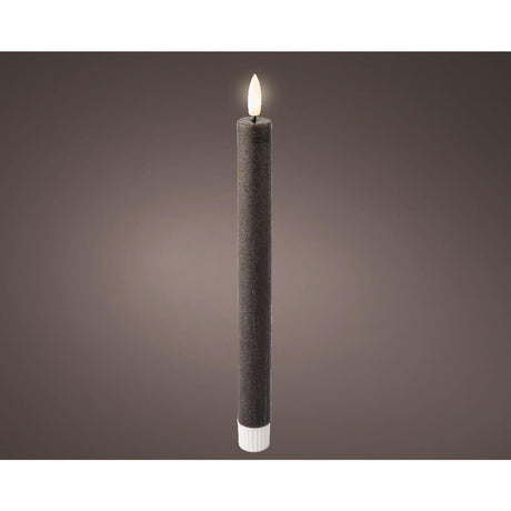 Lumineo led dinerkaarsset wax grijs ø2,2xh24,5cm