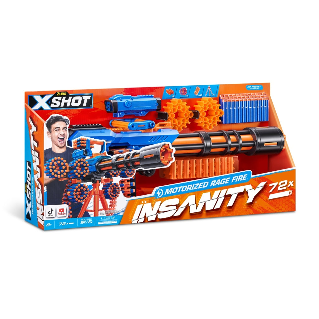 Zuru Zuru X-Shot Insanity Motornized Rage Fire Blaster + 72 DARTS