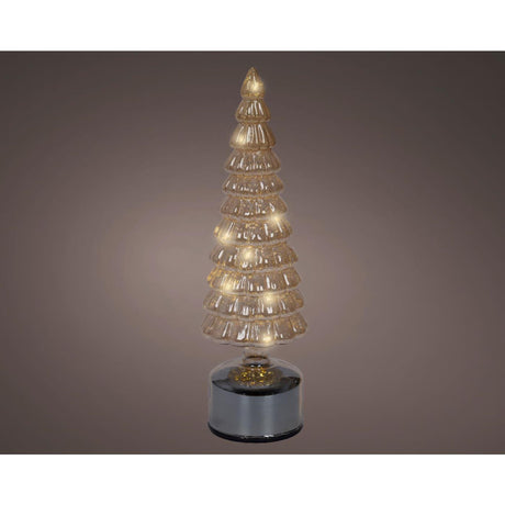 Lumineo kerstboom led roterend van glas amber met knipperend effect ø10x34cm warm wit met timer