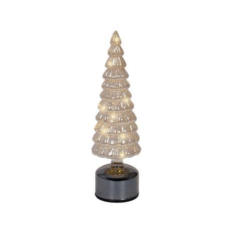 Lumineo kerstboom led roterend van glas amber met knipperend effect ø10x34cm warm wit met timer
