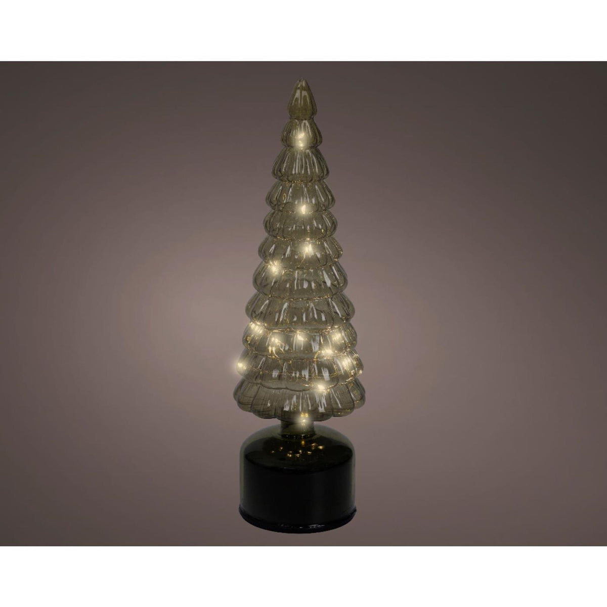 Lumineo kerstboom led glas groen roterend en met knipperend effect ø10x34cm warm wit