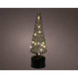 Lumineo kerstboom led glas groen roterend en met knipperend effect ø10x34cm warm wit