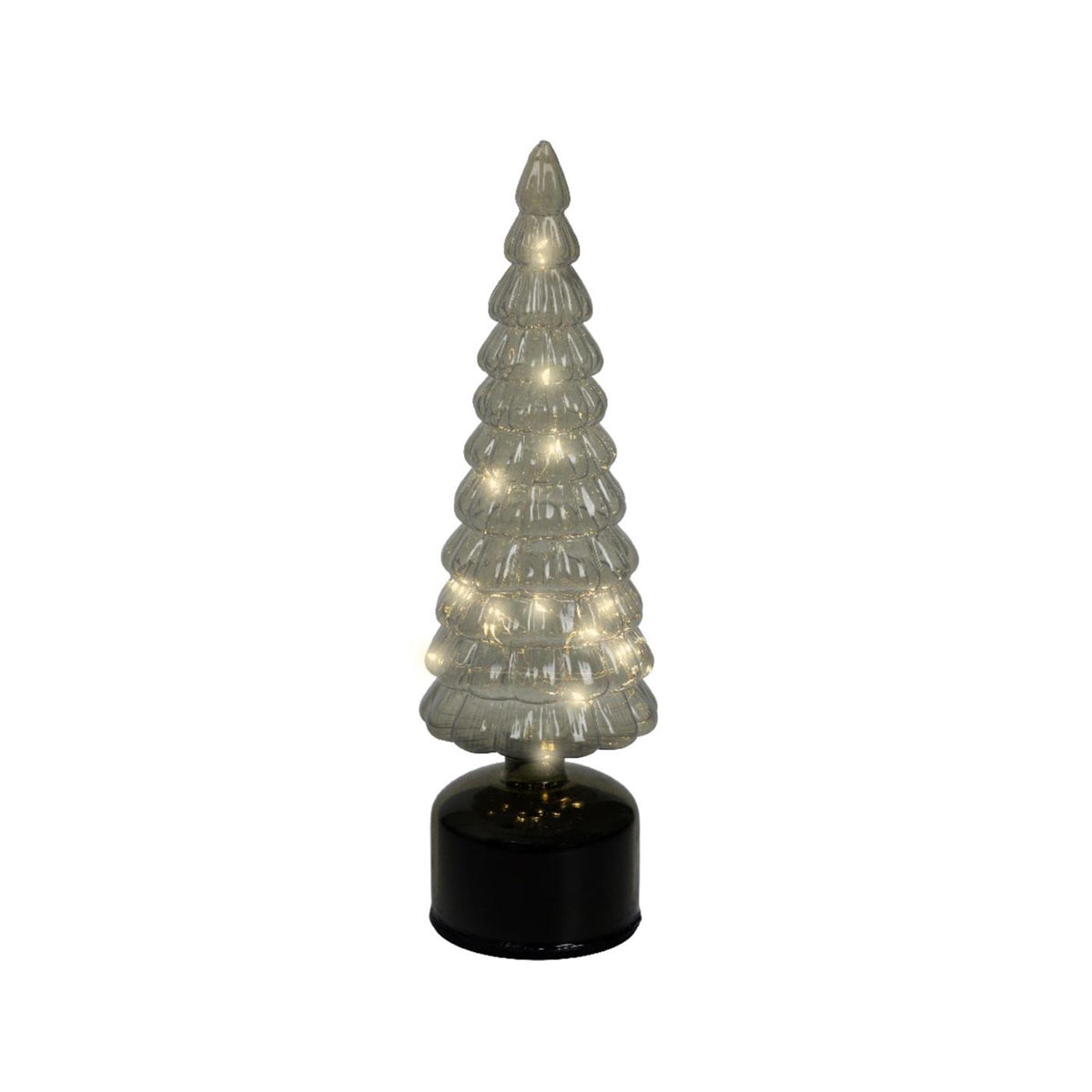 Lumineo kerstboom led glas groen roterend en met knipperend effect ø10x34cm warm wit
