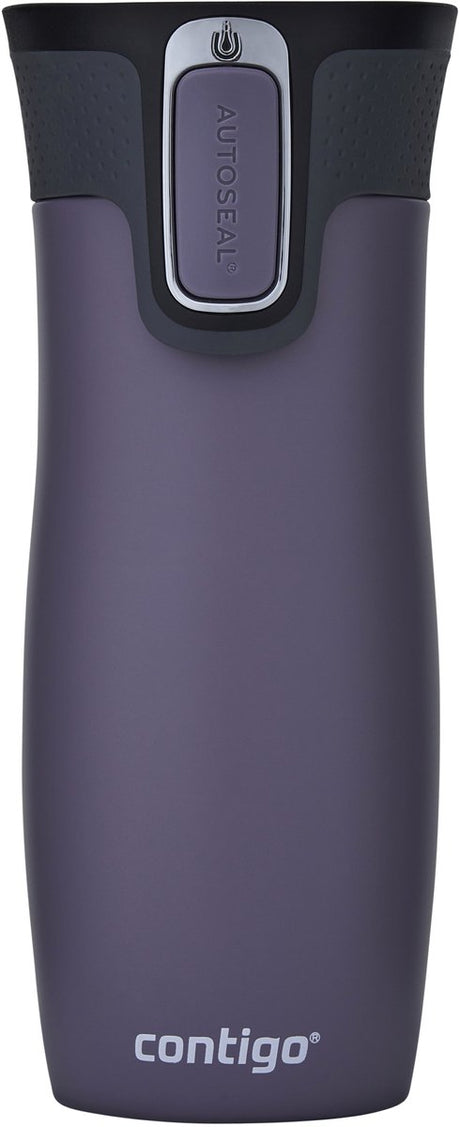 Contigo west loop autoseal thermosbeker, 470 ml roestvrijstalen isoleerbeker - plum - koffiebeker-to-go, lekvrije beker-to-go met easy-clean-deksel, houdt tot 5 uur warm