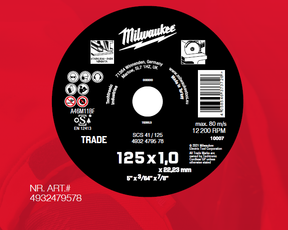 Milwaukee schild m. 125x1mm handel