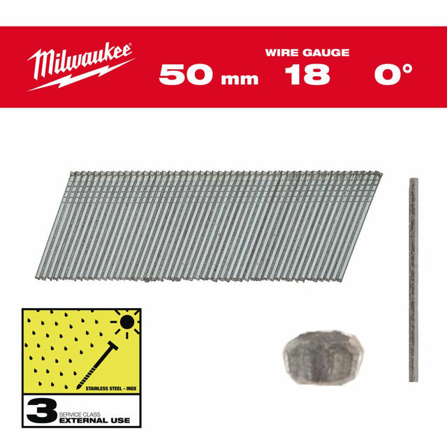 Milwaukee inox styfts 18g 50mm 5000szt. - m18fn18gs