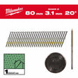 Milwaukee nagels 20° ring rond hoofd helder 80mm 1750szt. - m18 ffn21