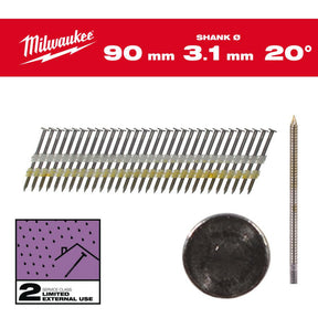 Milwaukee nagels 2.8 x 90mm 1750szt. rd m18 ffn21 gegalvaniseerd