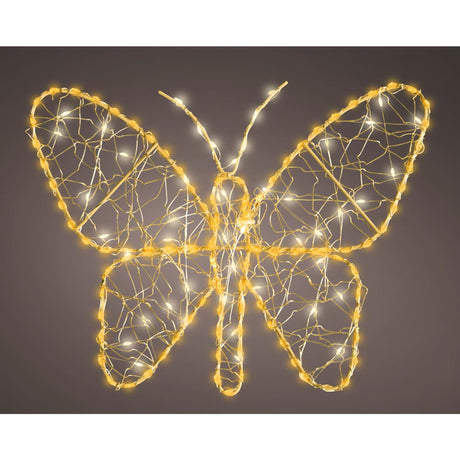 Lumineo led verlichte figuur vlinder metaal 28x23cm goud warm wit klassiek warm voor buiten met dimmer en timer