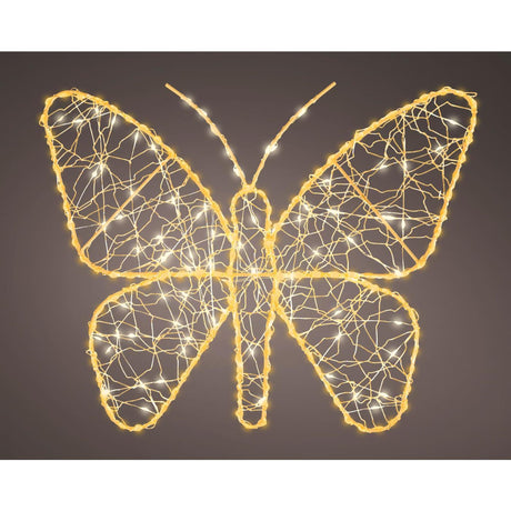 Lumineo led verlichte figuur vlinder metaal 38x30cm goud warm wit klassiek warm voor buiten met dimmer en timer