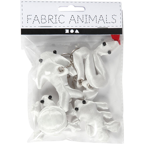 Creativ Company Figuren van textiel met sleutelhanger afm. 4x8 cm wit 4 stuks 1 doos
