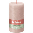 Bolsius rustiek stompkaars misty pink ø68x130 mm 60 uur (4 stuks)