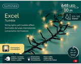 Lumineo kerstverlichting excel twinkel 10 meter 648 lampen champagne
