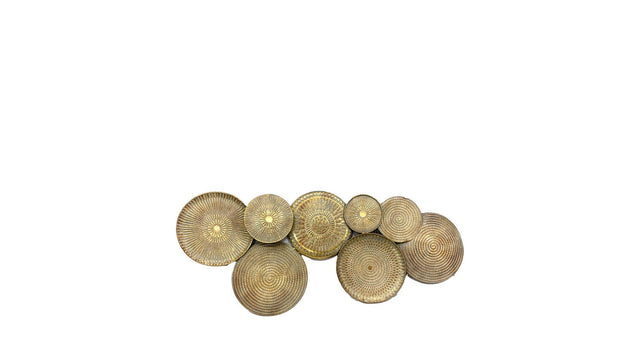 Wall art circles metal 118x4.5x52cm gold white-washed