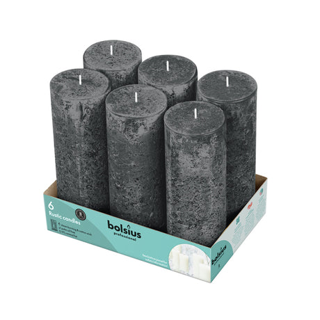 Bolsius professional stompkaars 190 68mm 65 branduren stormgrijs (6x)