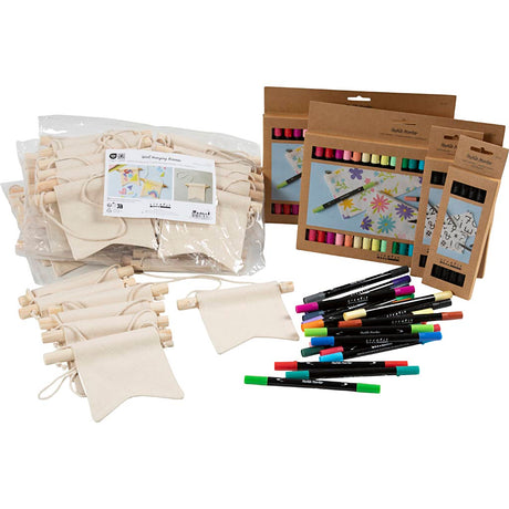 Creativ company http: www.cchobby.nl groepsset-verf-je-eigen-spandoek-afm-10-5x12-cm-lijndikte-2-3-3-6-mm-diverse-kleuren-60-stuk-1-doos